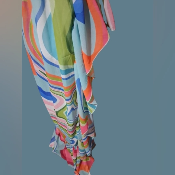 New "NWT" Girl Soul High Low Colorful Ruffled Romantic Maxi Dress, XL - Picture 9 of 11